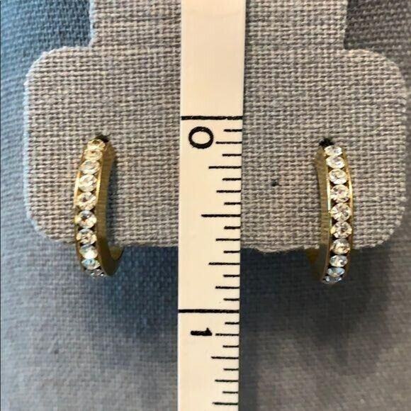 Womens Hoop and Crystal Earrings Gold Tone Post Fashion Jewelry - Picture 5 of 5